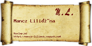 Mancz Liliána névjegykártya